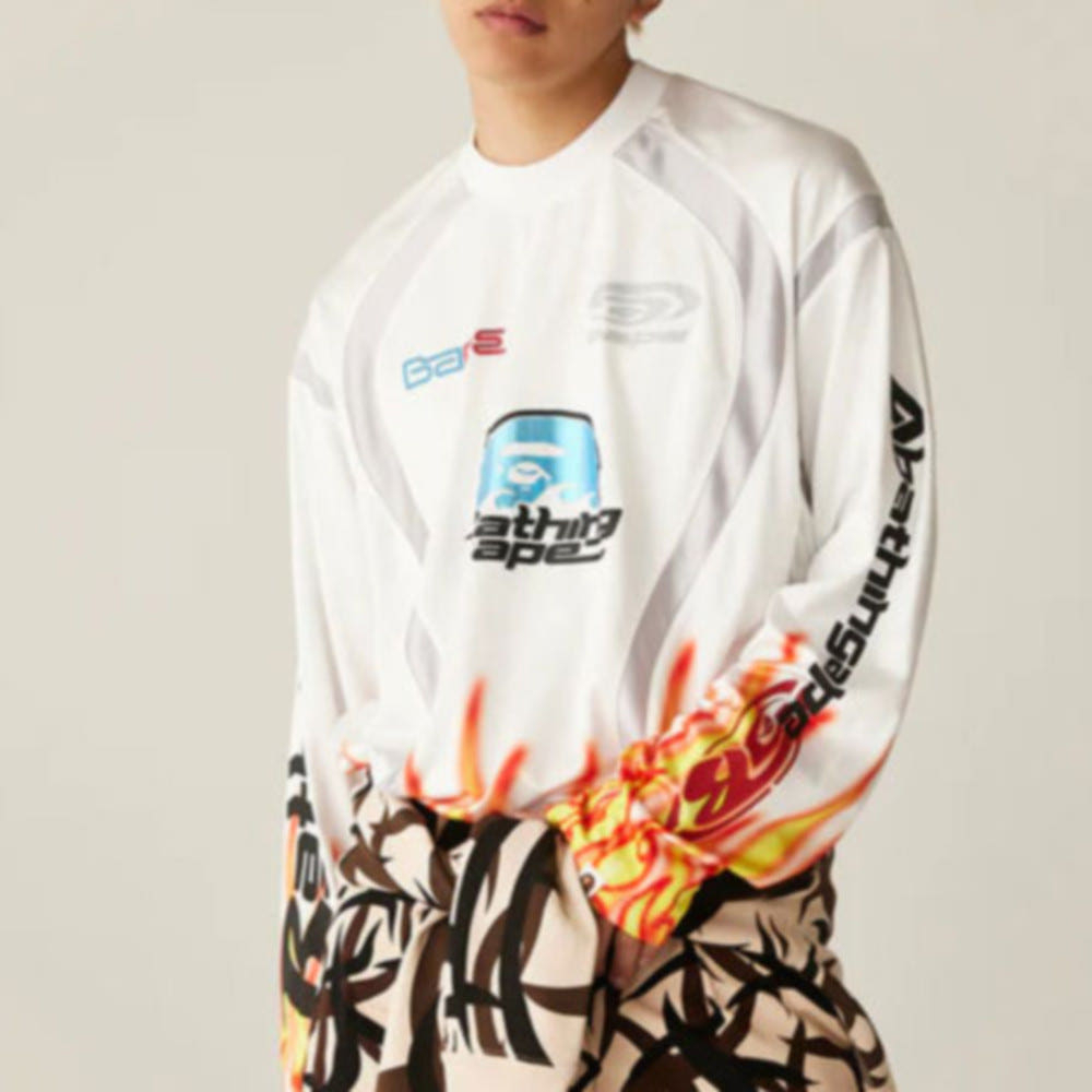 베이프 프레임 패턴 멀티로고 릴렉스핏 풋볼 저지 2컬러 1L30111310