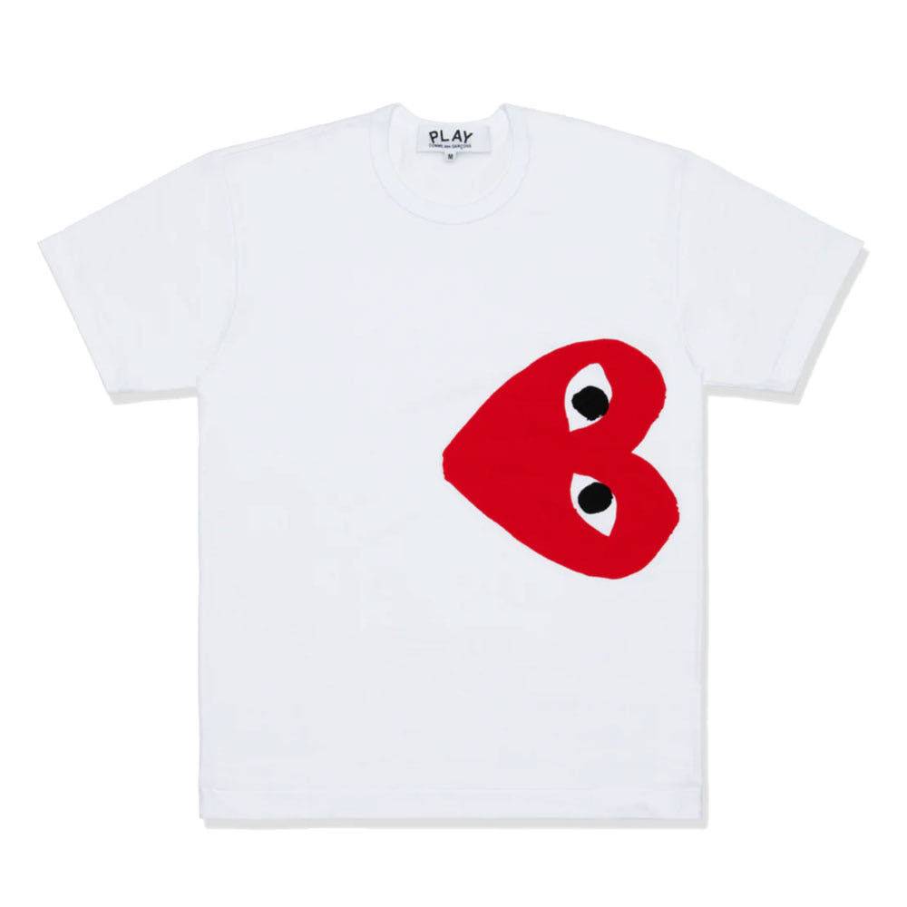 꼼데가르송 PLAY CDG 코튼 저지 프린트 반팔티 남녀공용 화이트 AX-T345-051