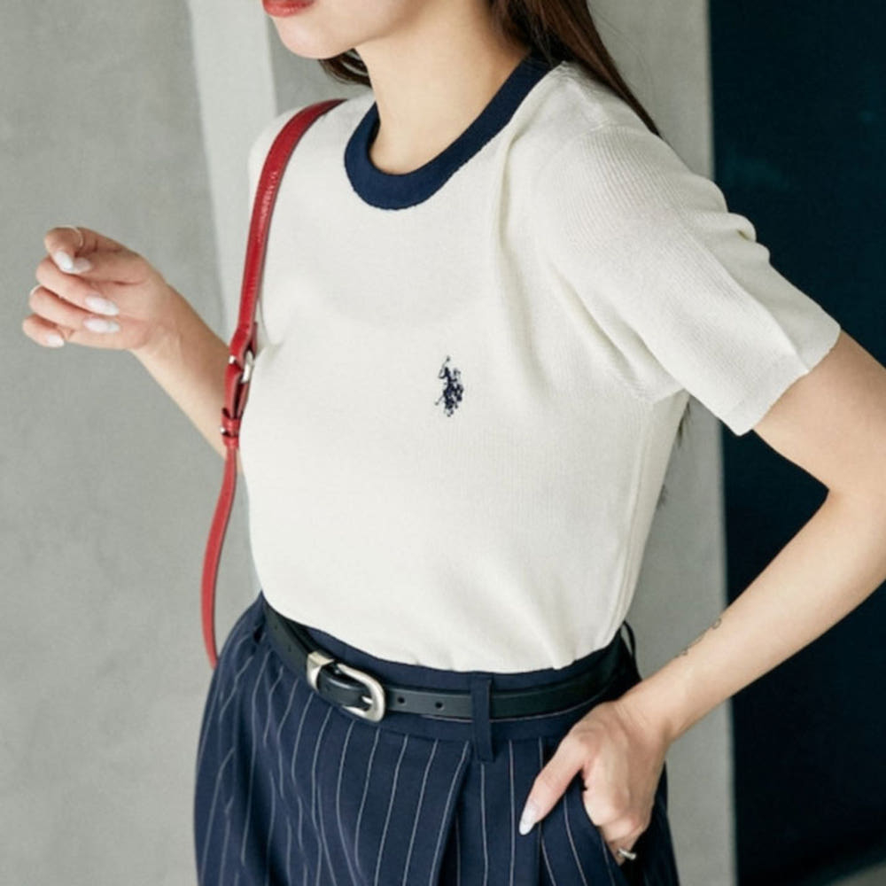 퍼블럭스 U.S. POLO ASSN. 유에스폴로에센 별주 칼라 배색 디자인 서머 니트 티셔츠 3컬러 3233291600002