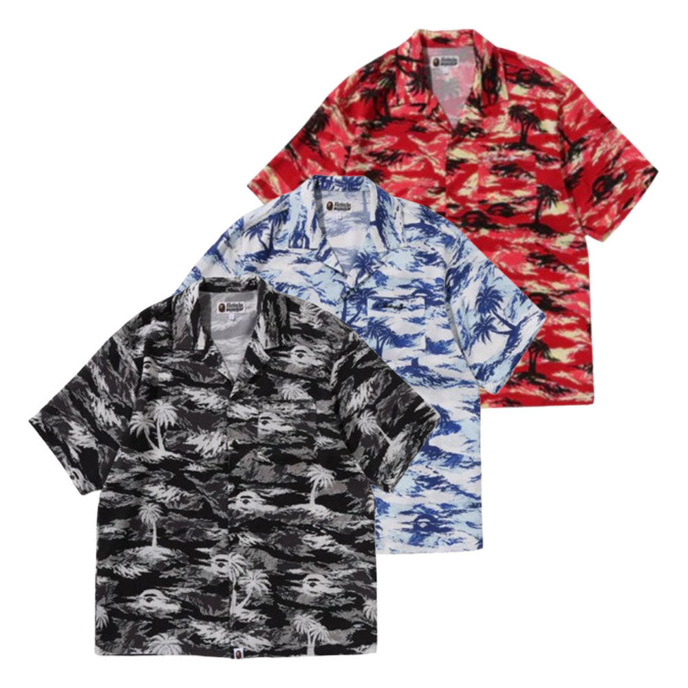 베이프 팜트리 카모 오픈 칼리지 포켓 SS 셔츠 3컬러 1L30132306