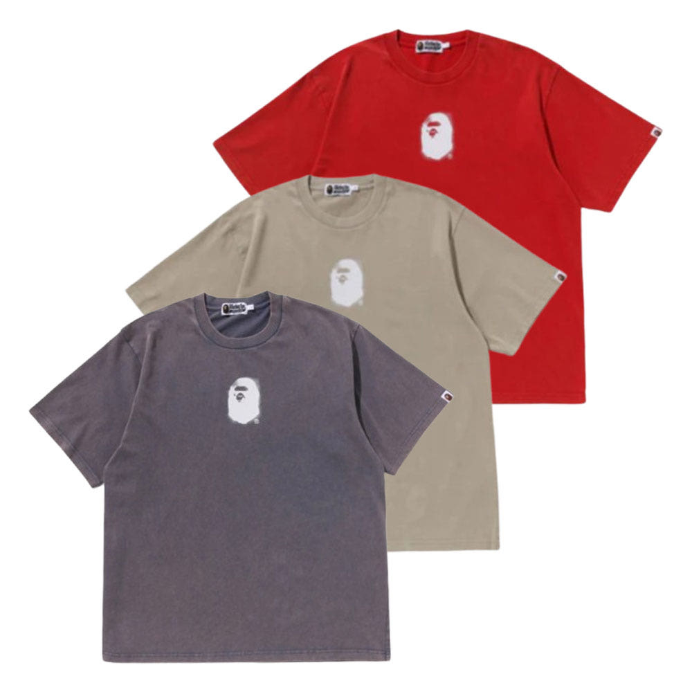 베이프 피그먼트 프린트 에이프 헤드 릴렉스 핏 티셔츠 3컬러 1L30109307