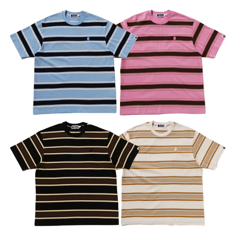 베이프 원포인트 스트라이프 릴렉스 핏 티셔츠 4컬러 1L30109305