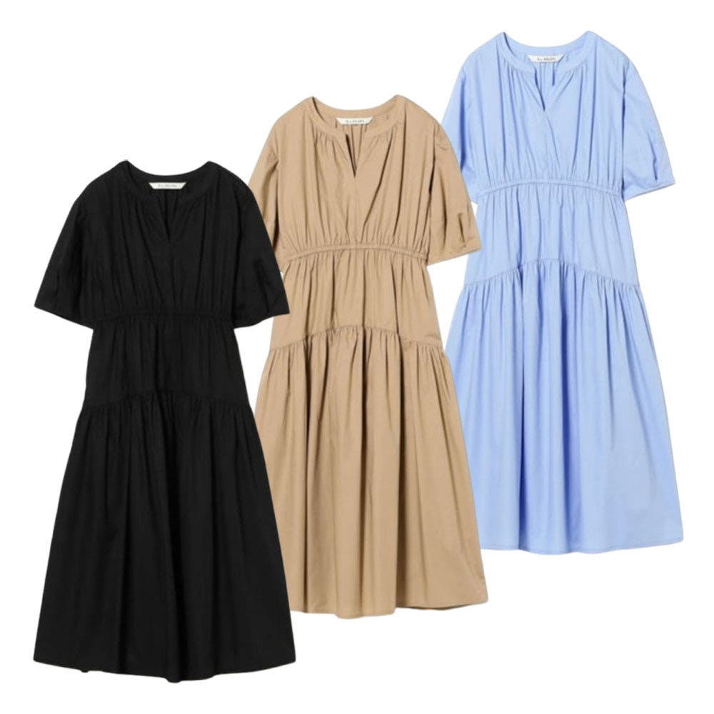 레이 빔즈 랜턴 슬리브 개더 원피스 3컬러 61-26-1240-111