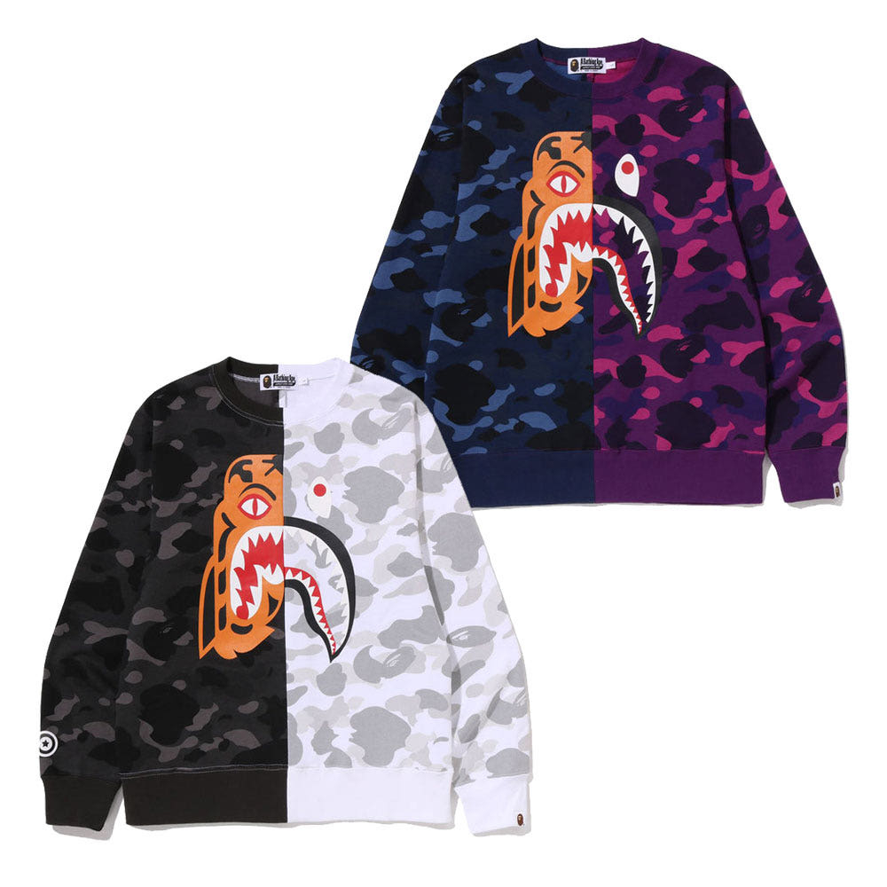 베이프 컬러 카모 타이거 샤크 크루넥 스웨트셔츠 2컬러 1L80113009