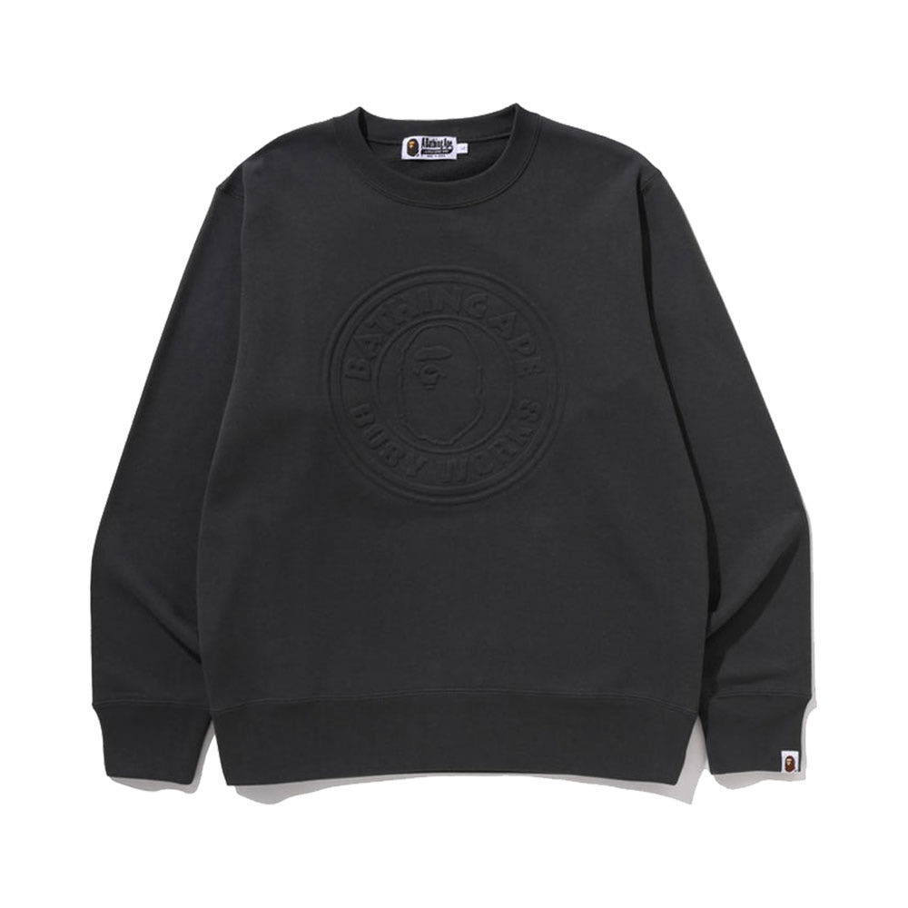 베이프 앰보스 BUSY WORKS 크루넥 맨투맨 블랙 1L70113004