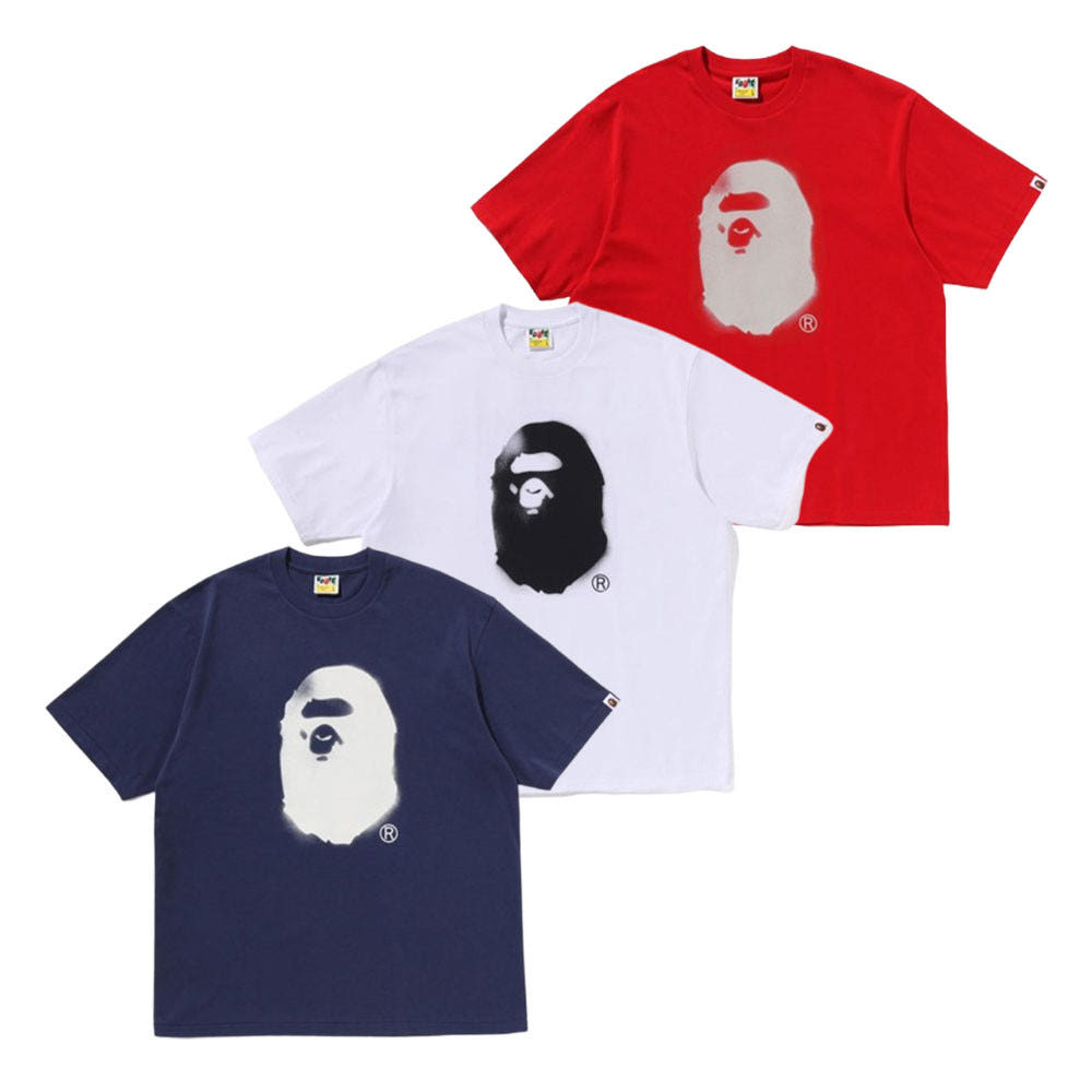 베이프 스프레이 프린트 에이프 헤드 릴렉스 핏 티셔츠 3컬러 1L80110334