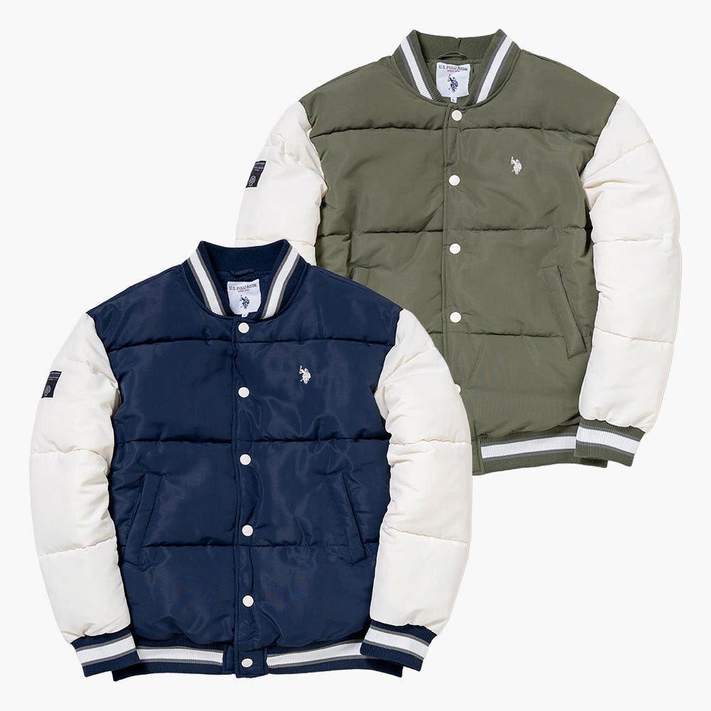 U.S. POLO ASSN. 유에스폴로에센 바시티 패딩 재킷 더블 호스맨 자수 2컬러 PLM53801