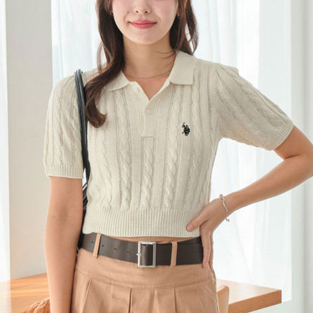 U.S. POLO ASSN. 유에스폴로에센 별주 케이블 니트 폴로 3컬러 91617253 MC25SS02-L0002