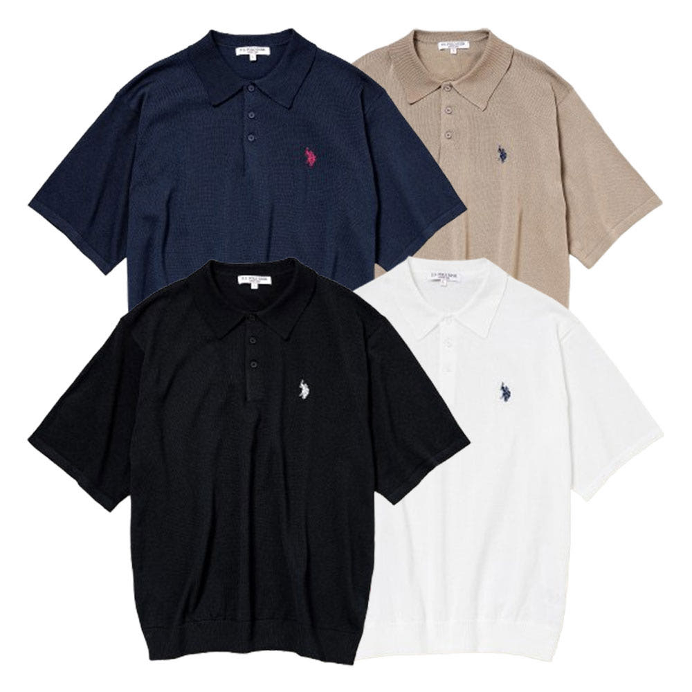 U.S. POLO ASSN. 유에스폴로에센 더블홀스맨 자수 폴로 반팔니트 4컬러 PLM51401