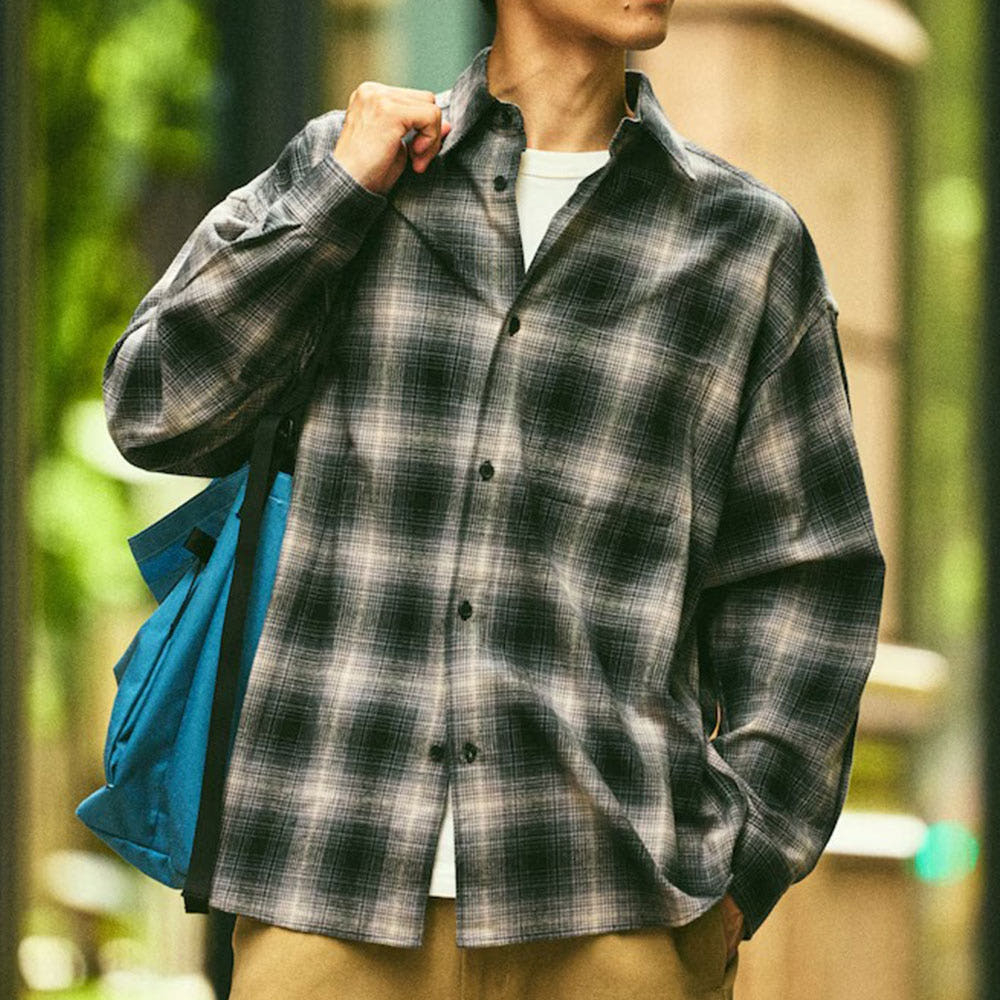 프릭스스토어 릴랙스핏 옴브레체크 넬 셔츠 5컬러 1201248900279