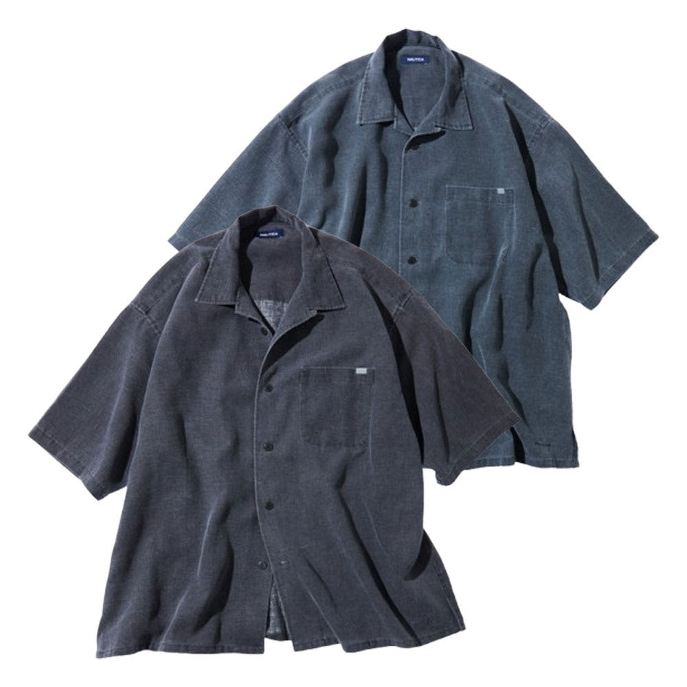 프릭스스토어 노티카 와이드 실루엣 페이드 가공 오픈 카라 반팔 셔츠 2컬러 1005207500008