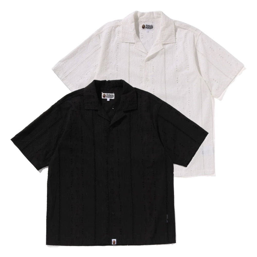 베이프 엠브로이더리 오픈 칼라 SS 셔츠 2컬러 1L30132305