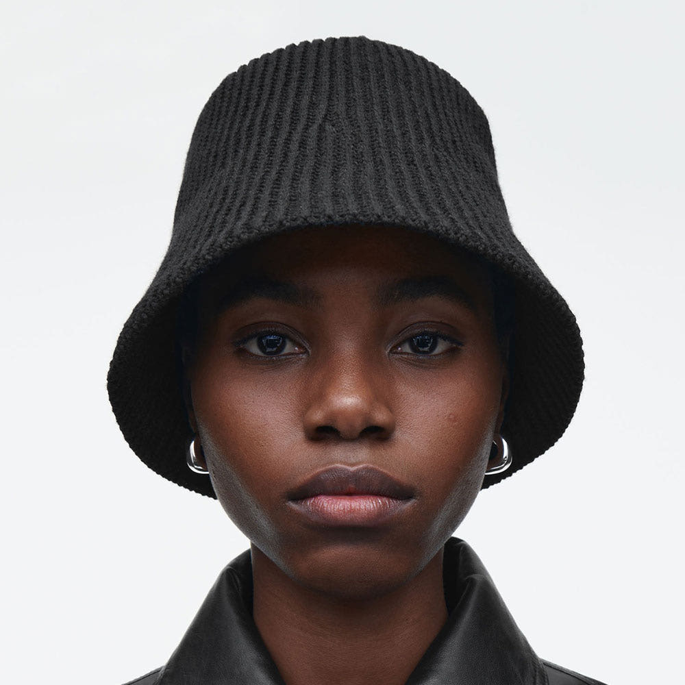 코스 COS 리브 뜨개질 울 블렌드 버킷햇 블랙 1277130001