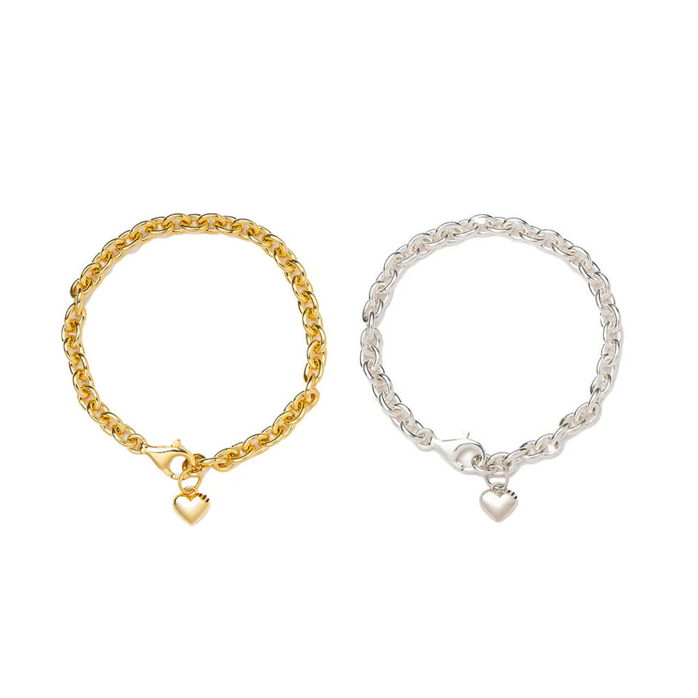 휴먼메이드 하트 실버 팔찌 2컬러 HM29GD070