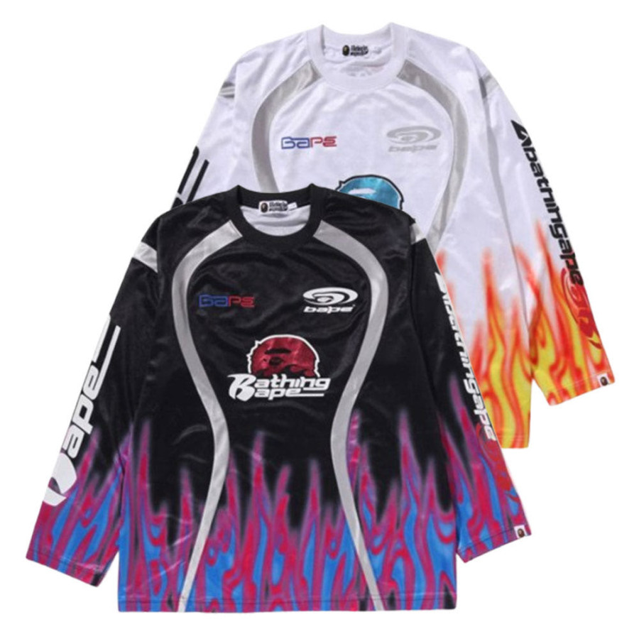 베이프 프레임 패턴 멀티로고 릴렉스핏 풋볼 저지 2컬러 1L30111310