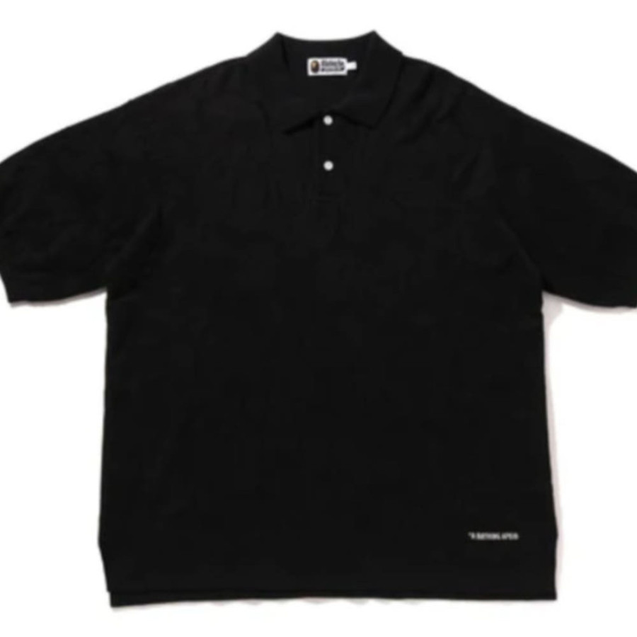 베이프 솔리드 카모 자카드 릴렉스핏 폴로 셔츠 블랙 1L30112302