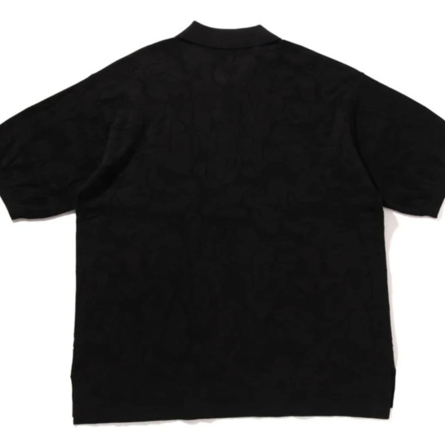 베이프 솔리드 카모 자카드 릴렉스핏 폴로 셔츠 블랙 1L30112302