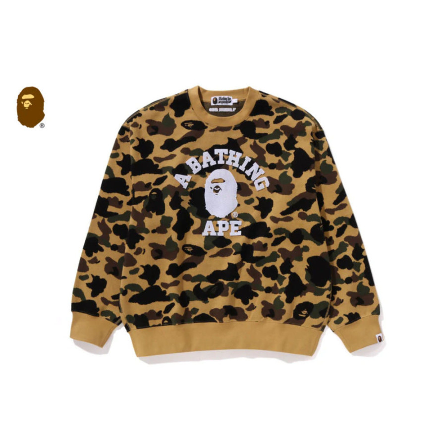 베이프 1ST 카모 자카드 컬리지 릴렉스핏 크루넥 스웻셔츠 2컬러 1L30113307