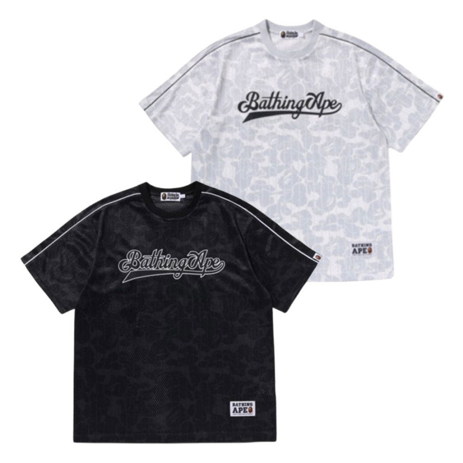 베이프 카모 스트라이프 야구 로고 릴렉스 핏 티셔츠 2컬러 1L30109007