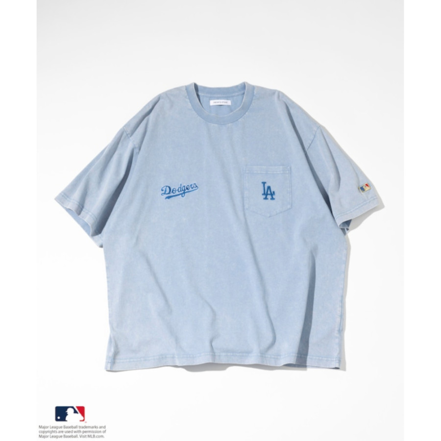 프릭스스토어 MLB 메이저리그 야구 페이드가공 더블로고 크루넥 포켓 반팔티 4컬러 1026248902548