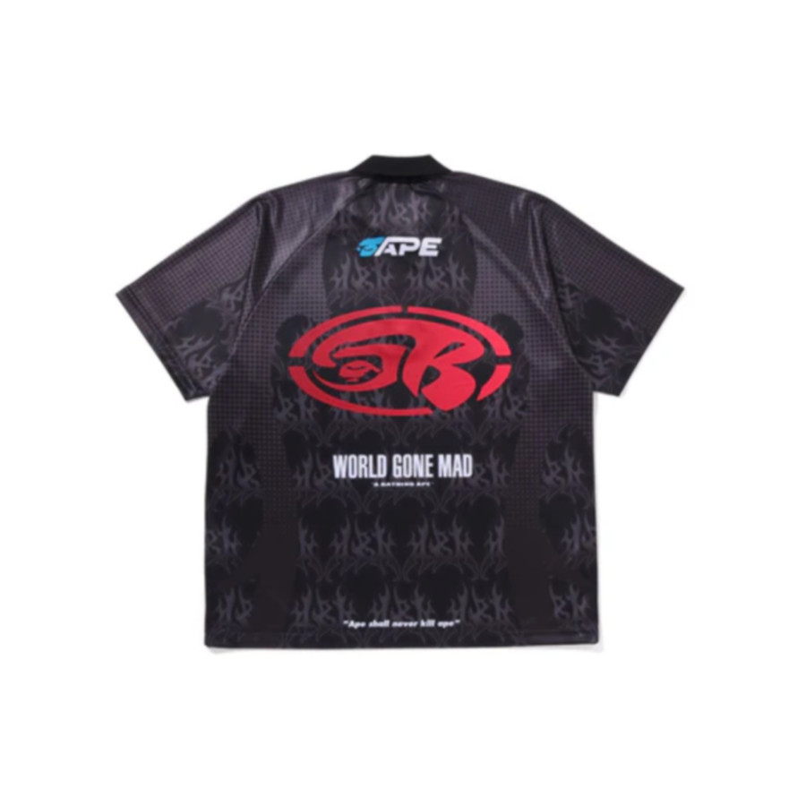 베이프 플레임 패턴 오버롤 프린트 하프집 릴렉스핏 폴로 셔츠 2컬러 1L30112304