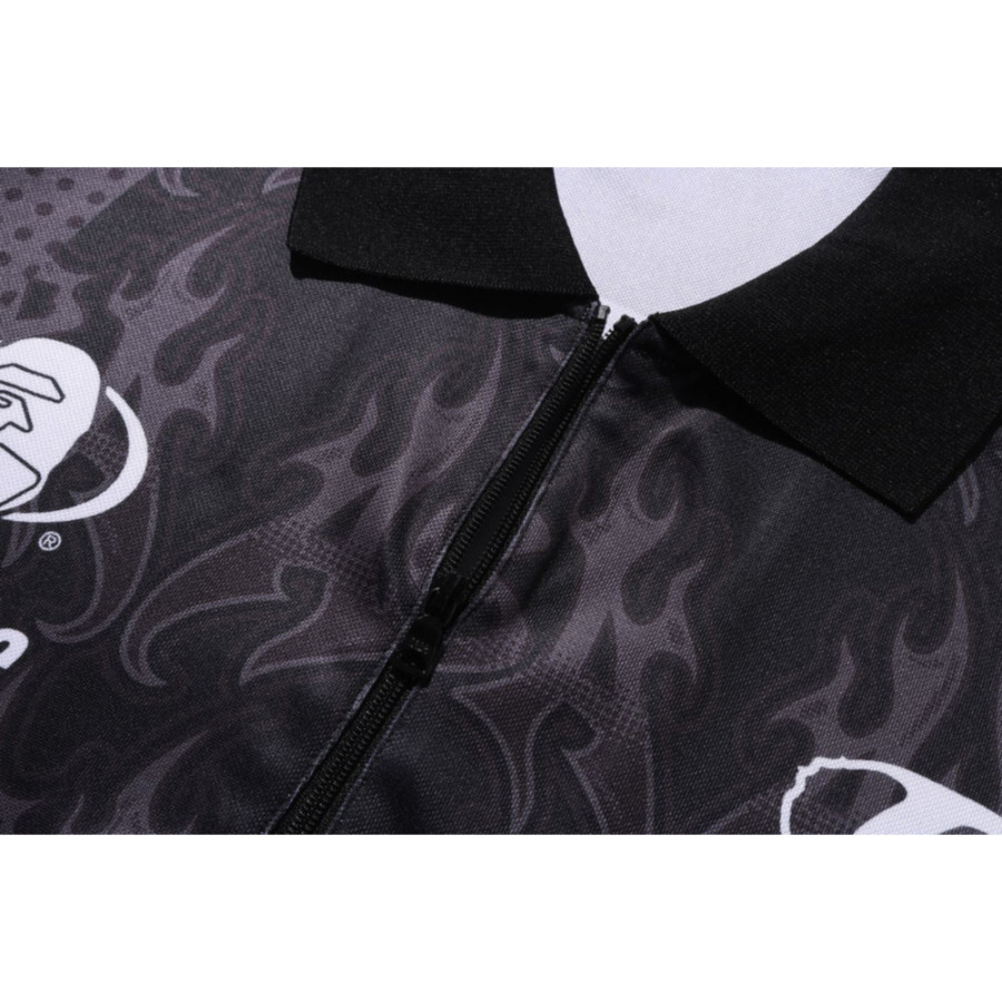 베이프 플레임 패턴 오버롤 프린트 하프집 릴렉스핏 폴로 셔츠 2컬러 1L30112304