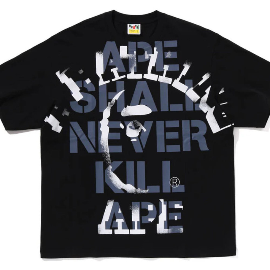 베이프 스프레이 프린트 컬리지 릴렉스 핏 반팔 티셔츠 3컬러 1L30110329