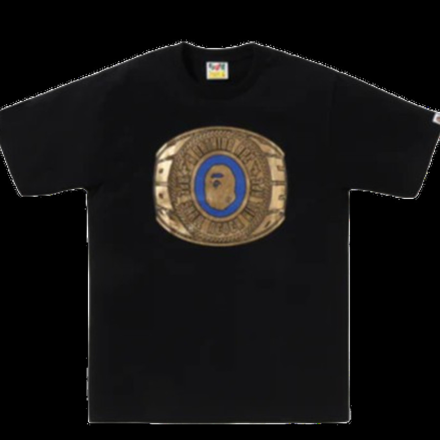 베이프 온라인 한정 포일 칼리지 링 베이펙스 반팔티 블랙 1L25110001