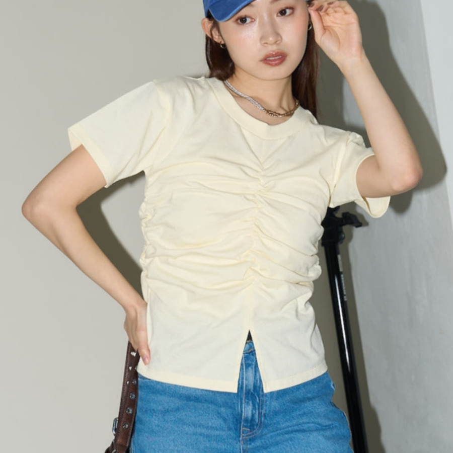 퍼블럭스 허리 셔링 티셔츠 4컬러 3223220800578