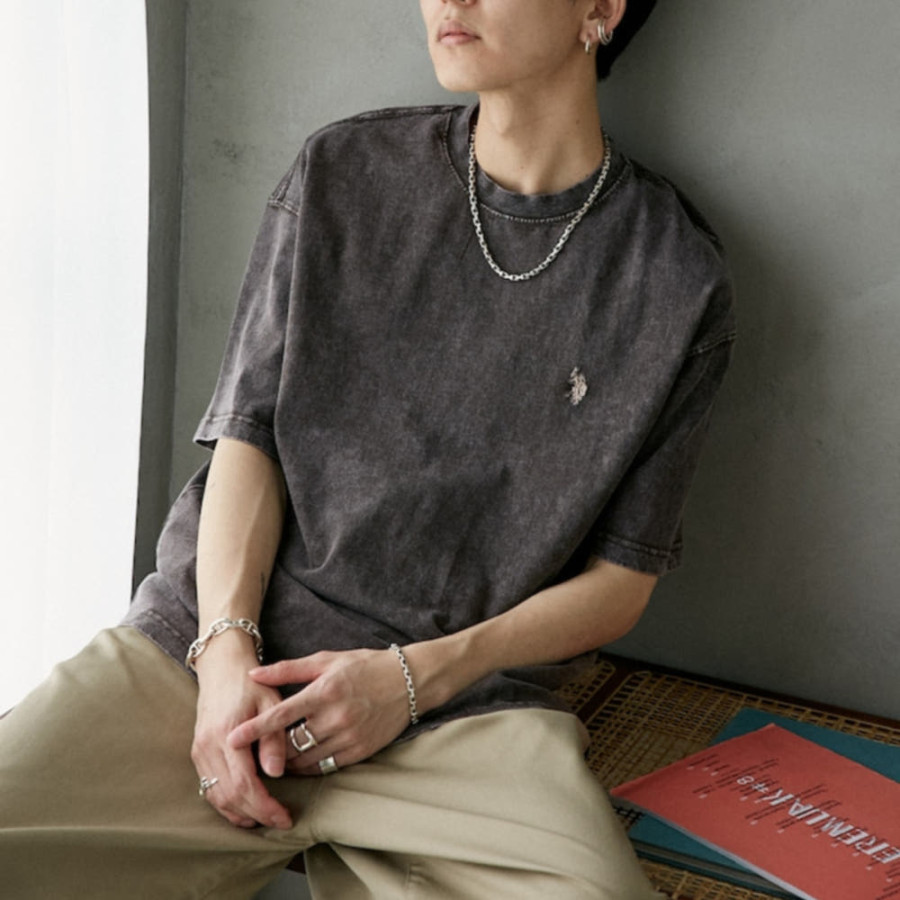 퍼블럭스 U.S. POLO ASSN. 유에스폴로에센 별주 원포인트 자수 로고 피그먼트 티셔츠 4컬러 3127291600008