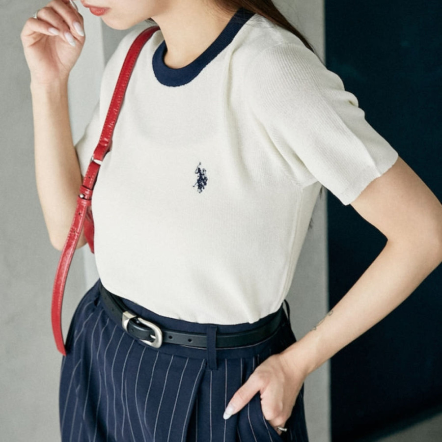 퍼블럭스 U.S. POLO ASSN. 유에스폴로에센 별주 칼라 배색 디자인 서머 니트 티셔츠 3컬러 3233291600002