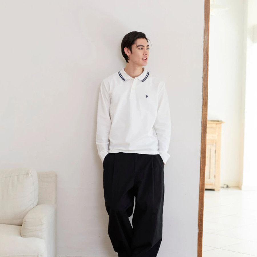 U.S. POLO ASSN. 유에스폴로에센 더블 호스맨 자수 긴소매 폴로 셔츠 4컬러 PLM52220