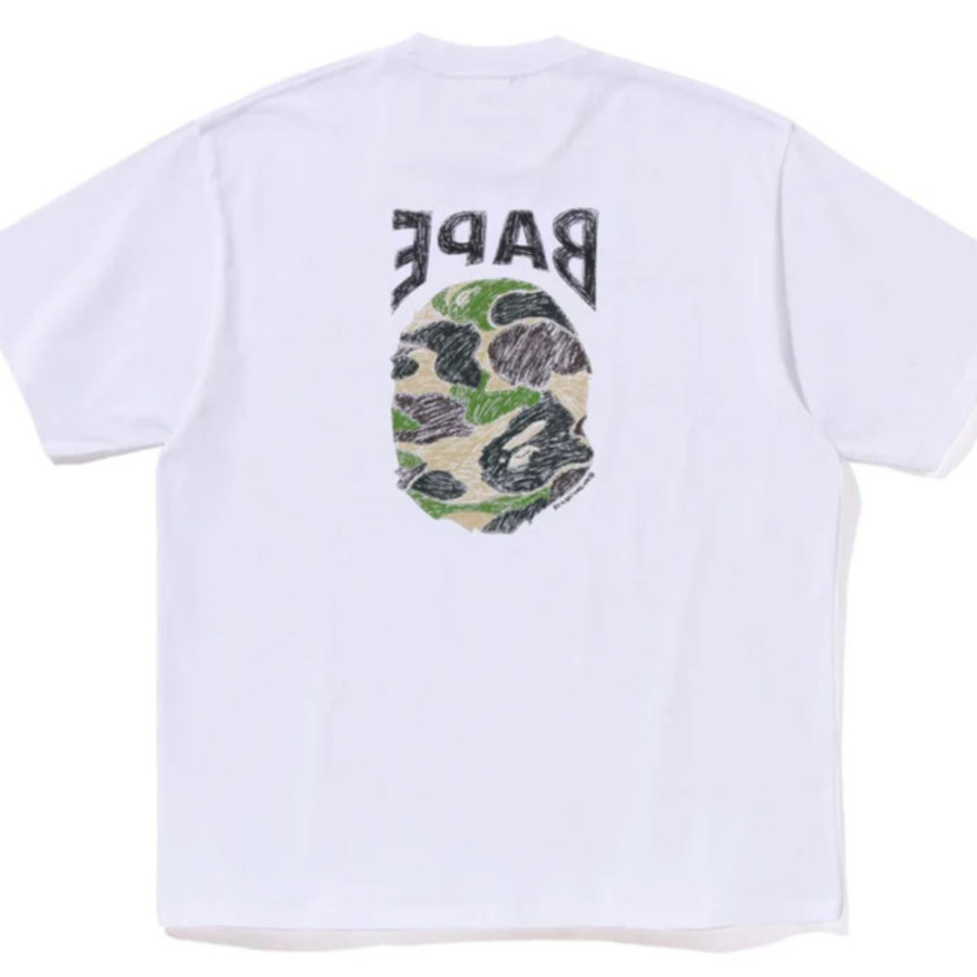 베이프 ABC 카모 핸드 드로우 에이프 헤드 릴렉스핏 티셔츠 3컬러 1L30110340