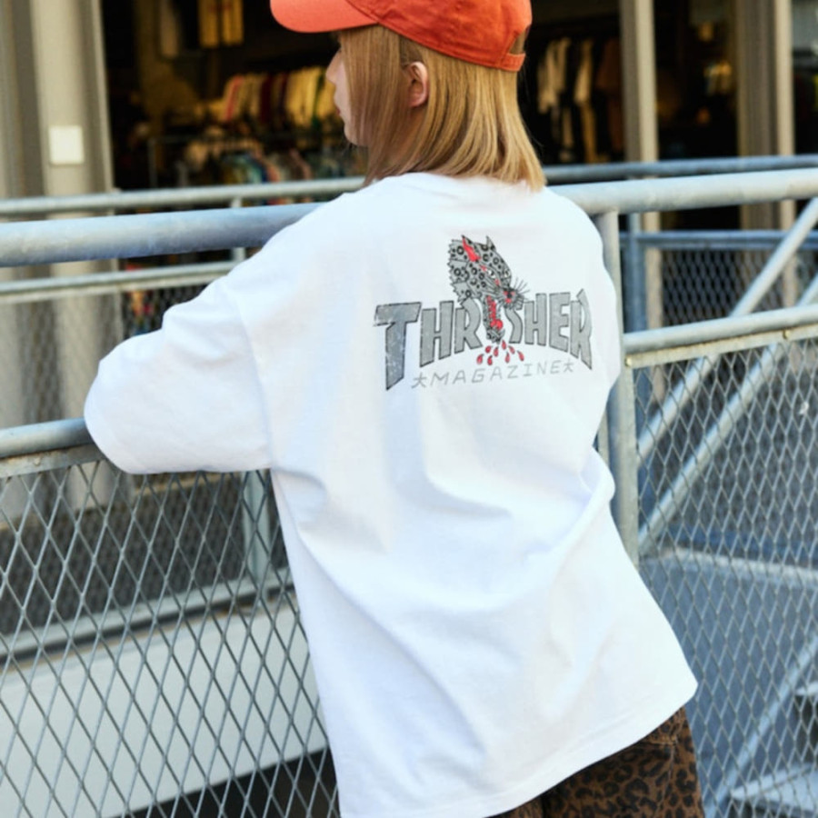 프릭스스토어 별주 THRASHER 빅 실루엣 LEOPARD 백 프린트 티셔츠 2컬러 1226327600226