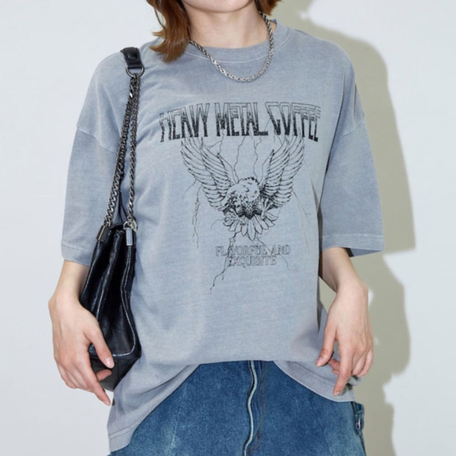 프릭스스토어 빅 실루엣 피그먼트 다이 크랙 프린트 크루넥 티셔츠 2컬러 1226248902964