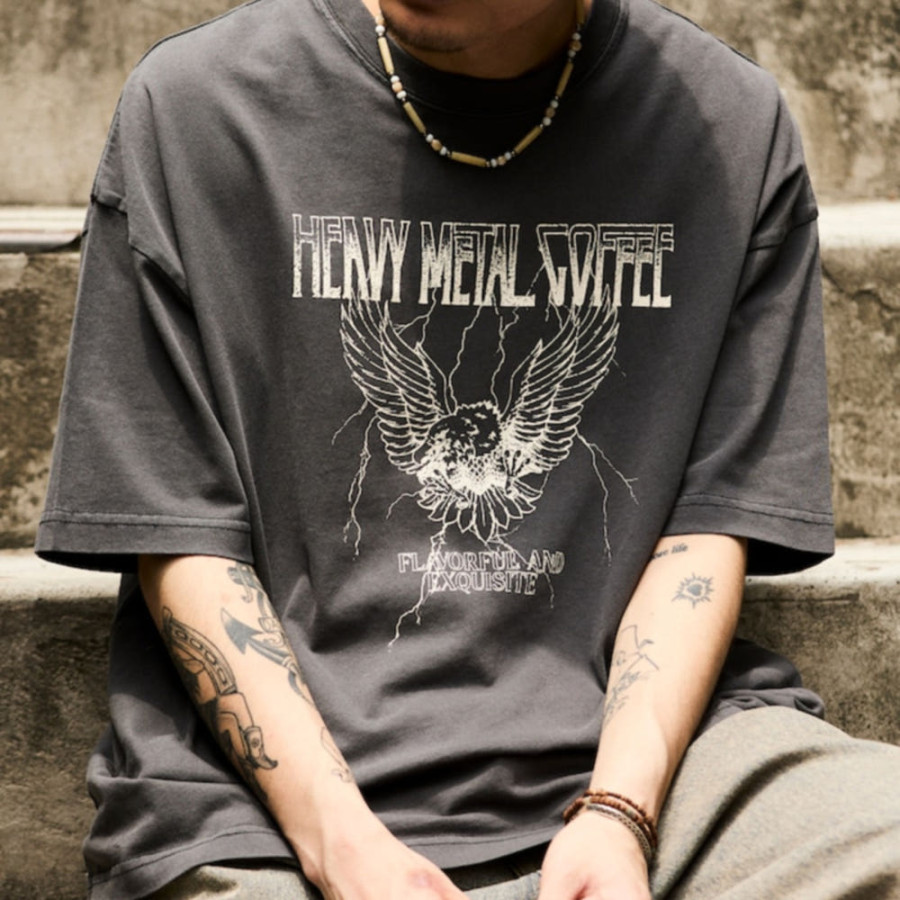 프릭스스토어 빅 실루엣 피그먼트 다이 크랙 프린트 크루넥 티셔츠 2컬러 1226248902964