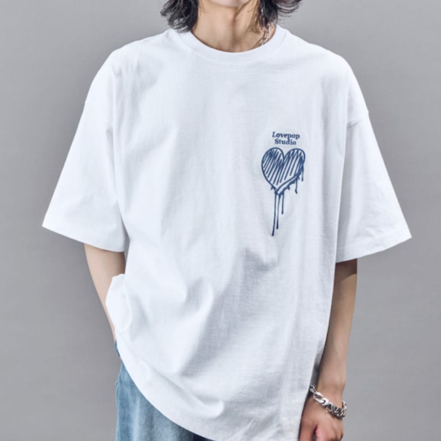 퍼블럭스 Lovepop studio 하트 가슴 로고 자수 티셔츠 3컬러 3126220800114
