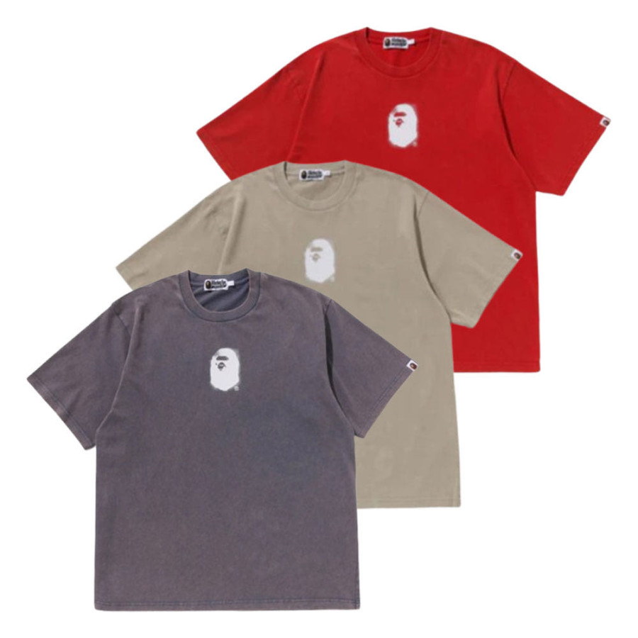 베이프 피그먼트 프린트 에이프 헤드 릴렉스 핏 티셔츠 3컬러 1L30109307