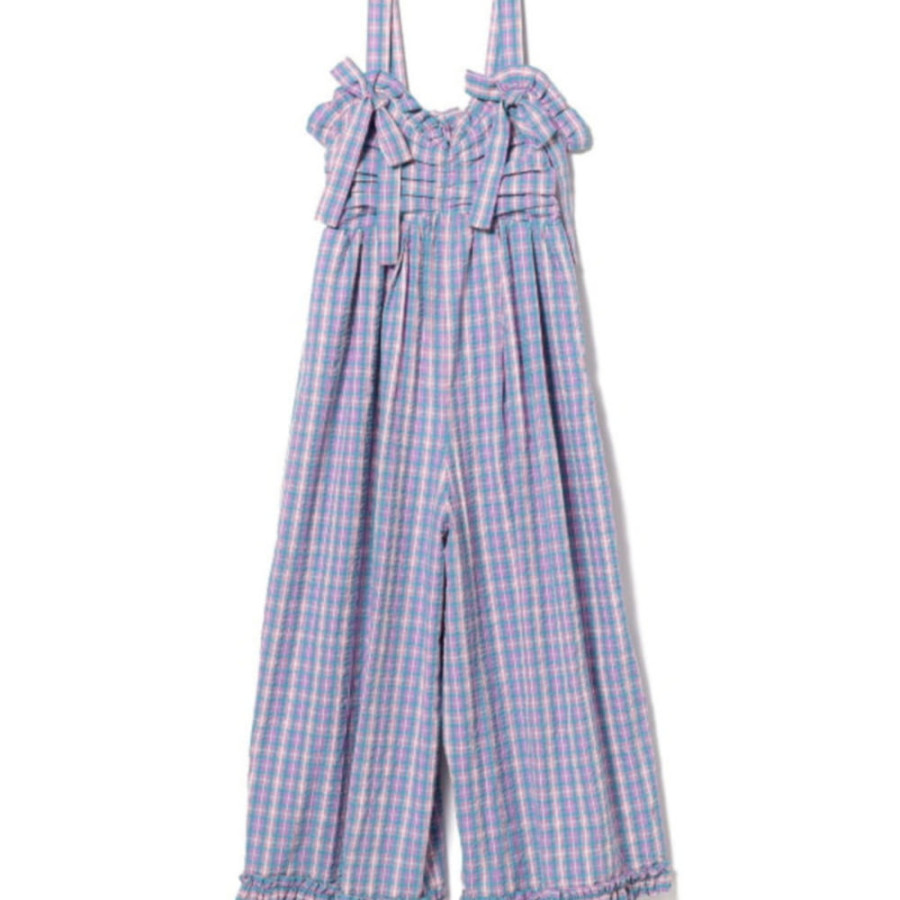 빔즈 CAROLINA GLASER 체크 무늬 리본 프릴 살로펫 3컬러 62-17-0015-438