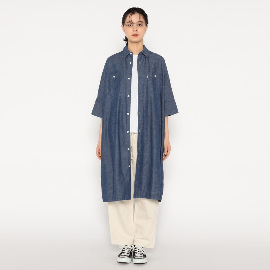 단톤 여성 코튼 샴브레이 워크 드레스 셔츠 2컬러 DT-G0091 SCA DNB251L203-0006