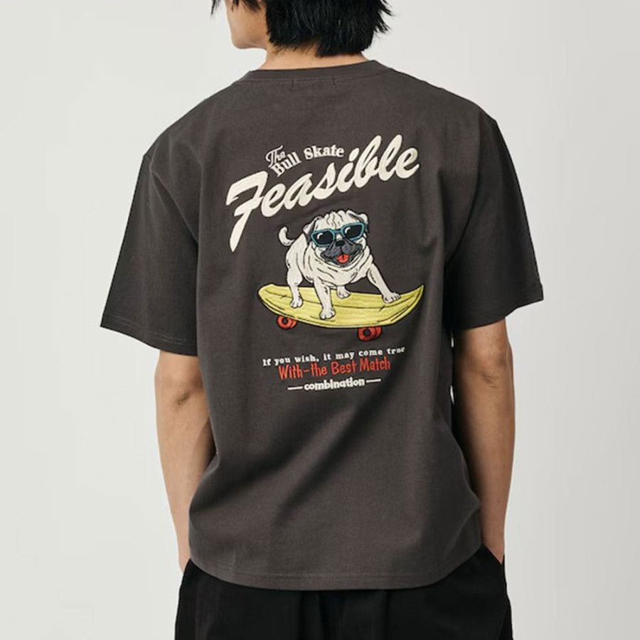 프릭스스토어 릴랙스핏 백 자수 디자인 크루넥 티셔츠 Dog 3컬러 1226248903007