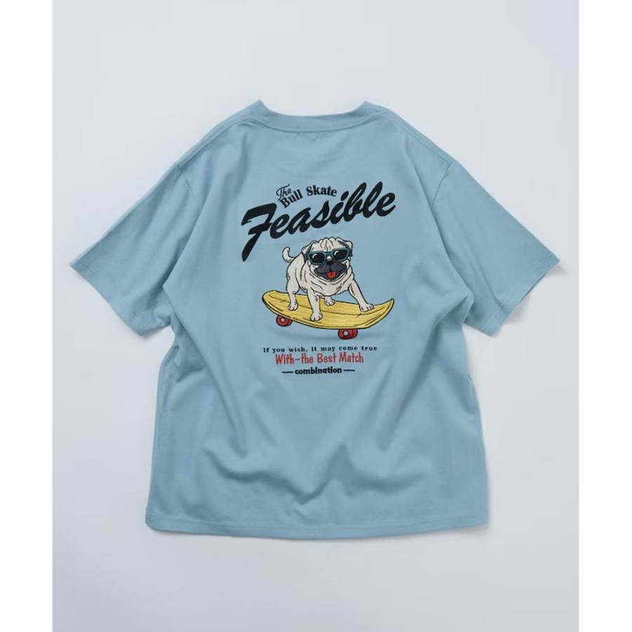 프릭스스토어 릴랙스핏 백 자수 디자인 크루넥 티셔츠 Dog 3컬러 1226248903007