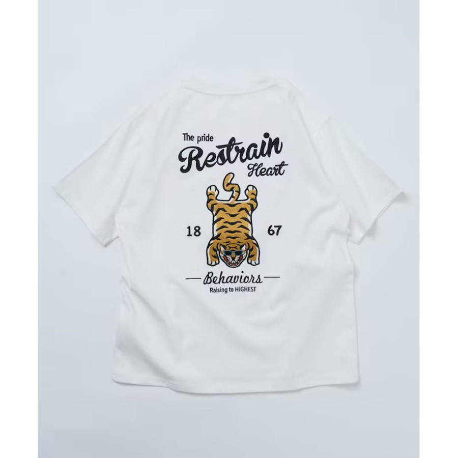 프릭스스토어 빅실루엣 디자인 백 자수 크루넥 티셔츠 TIGER 4컬러 1226248903004