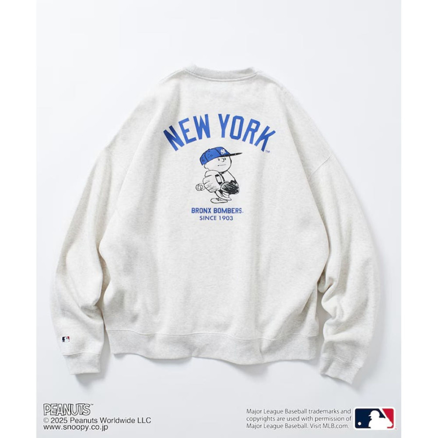 프릭스스토어 MLB×PEANUTS 별주 빅실루엣 백프린트 크루넥 스웨트 티셔츠 양키스 3컬러 1221248900913