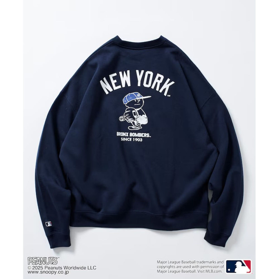 프릭스스토어 MLB×PEANUTS 별주 빅실루엣 백프린트 크루넥 스웨트 티셔츠 양키스 3컬러 1221248900913