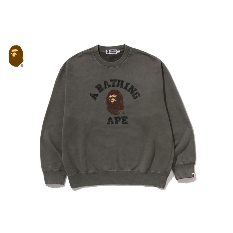 베이프 가먼트 다이 컬리지 릴렉스핏 크루넥 스웨트 셔츠 2컬러 1L80113308