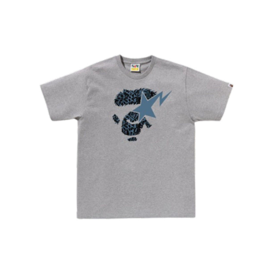 베이프 와일드 레오파드 패턴 에이프 페이스 스타 티셔츠 3컬러 1L80110042