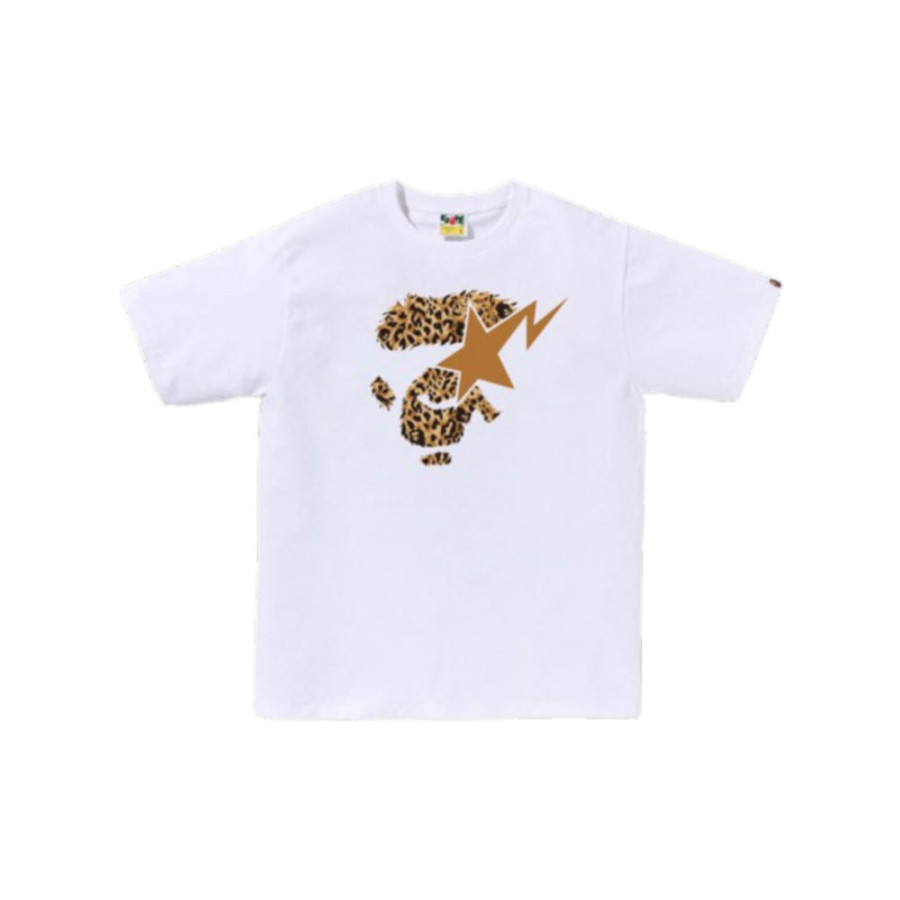 베이프 와일드 레오파드 패턴 에이프 페이스 스타 티셔츠 3컬러 1L80110042