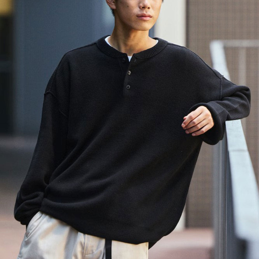 프릭스스토어 릴랙스핏 카타에키 링킹 헨리넥 니트 5컬러 1230248900181