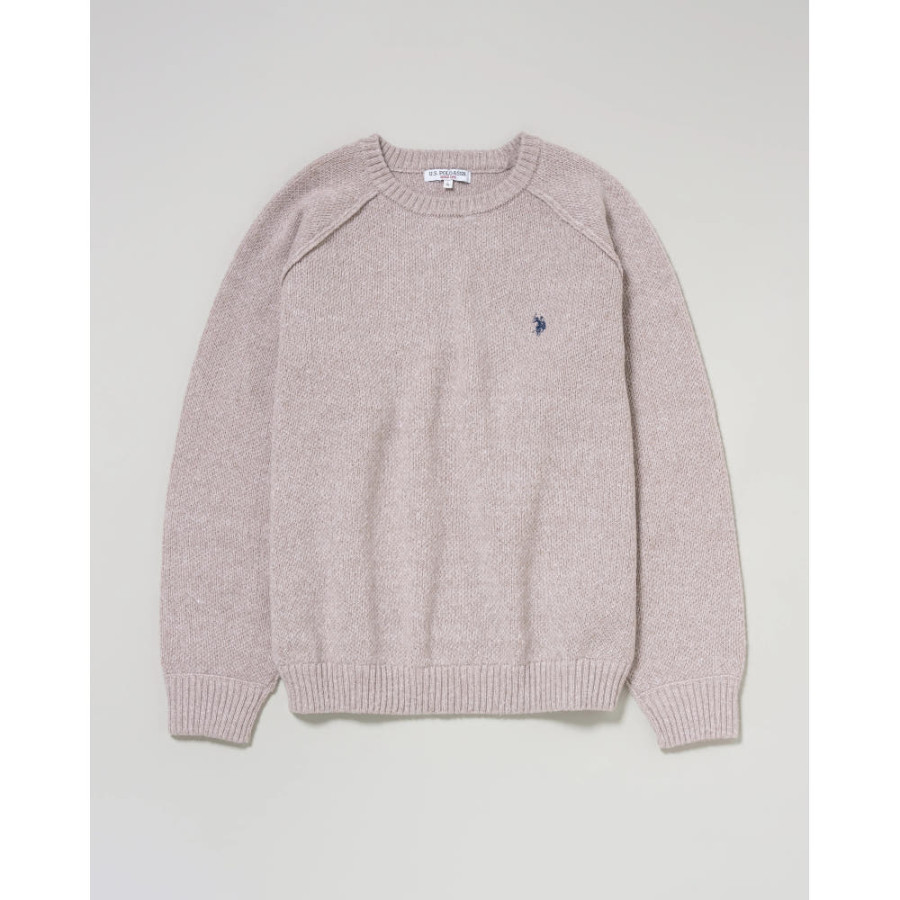 U.S. POLO ASSN. 유에스폴로에센 크루 라글란 니트 더블 호스맨 자수 6컬러 PLM53404